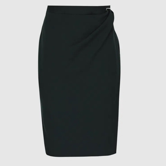 NWT REISS Ginnie Tailored Wool Blend Wrap Bottle Green Skirt - UK 10 / US 6 - Picture 5 of 15